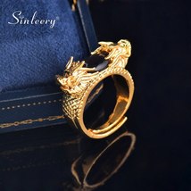 Dragon Gothic Yellow Gold Plated Minimalist Bar Vintage Jewelry Men Women Ring - £15.17 GBP