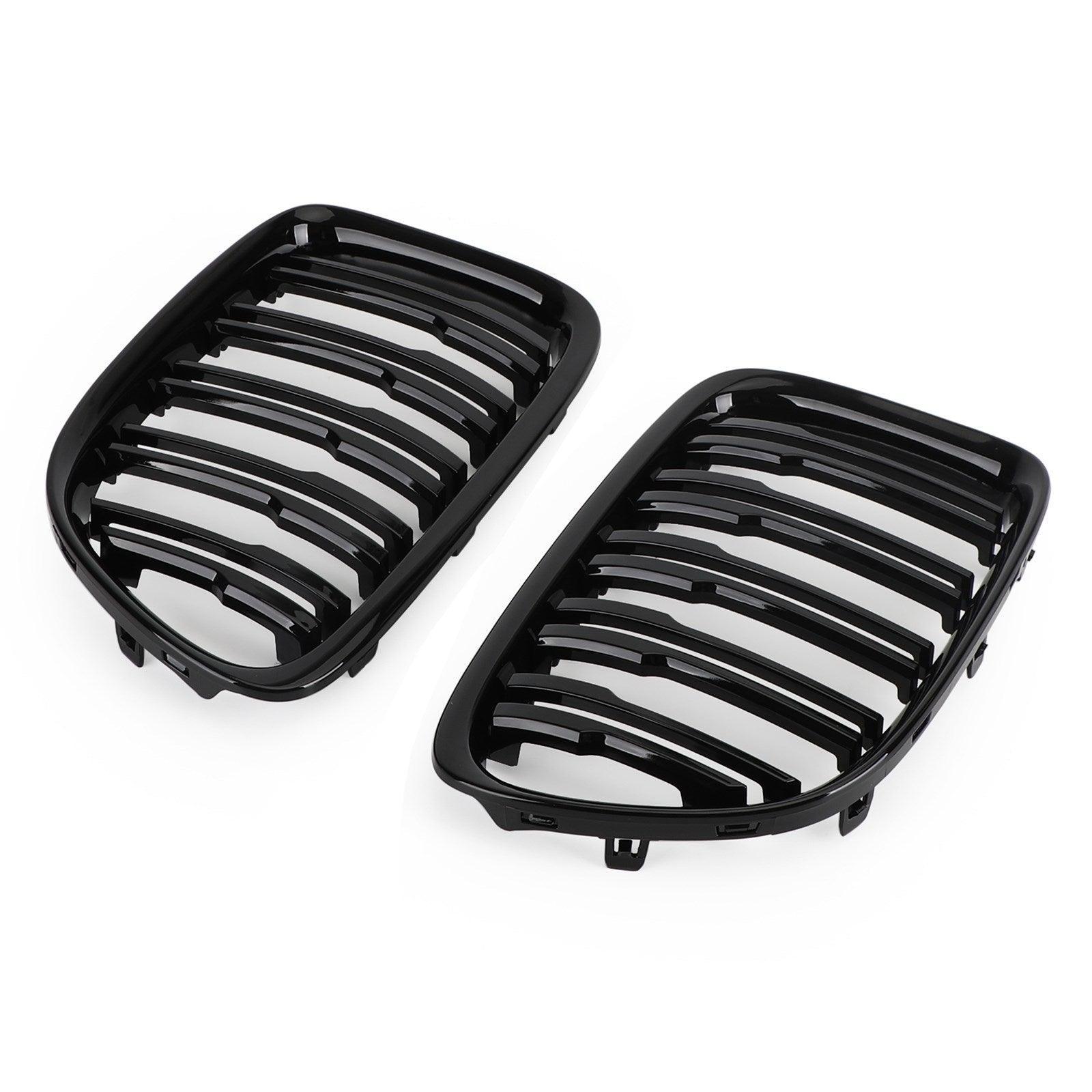 Gloss Black Dual Slats Front Hood Kidney Grill Fit BMW X1 E84 2009-14 SUV - £33.63 GBP - £52.31 GBP