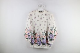 Vtg 90s Country Primitive Womens L Distressed All Over Print Flower Sweatshirt - £47.44 GBP