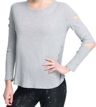 DKNY Womens Long Cut Out Sleeve T-Shirt Color Pearl Grey Heather Size XL - $47.41