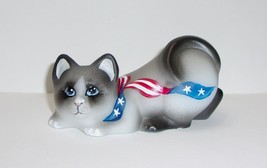 Fenton Glass Americana Patriotic Kitten Cat Figurine NFGS 30th Ltd Ed CC Hardman - £155.17 GBP