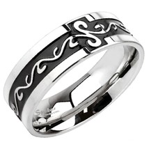 Victorian Style Filigree Ring Womens Stainless Steel Wedding Band Sizes 5-8 6mm - £6.42 GBP