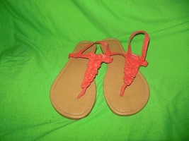 Ladies Faded Glory Orange Thong Sandal 7 Ruffle Detail - £10.38 GBP