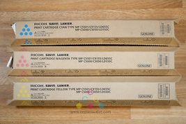 Genuine Ricoh MP C5000 C5501 C9155 LD655C Cyan Magenta &amp; Yellow Print Cartridges - £142.88 GBP