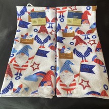 Set of 2 Decorative Gnomes 4th of July Patriotic Kitchen Towels NEW - £7.57 GBP