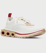 Ferragamo Men&#39;s Nima Knit Bianco BCW Fabric Athletic Sneakers Shoes Size... - $700.90
