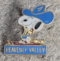 HEAVENLY VALLEY Peanuts Snoopy Cowboy Resort Ski Vintage Lapel Pin California - £15.43 GBP