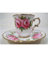 Hammersley &amp; Co Signed Demitasse Cup and Saucer Pink Roses Gold Accents ... - £50.98 GBP