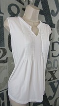 Jones New York Sport Women XL White Sleeveless Knit Top Pleated Front St... - £14.07 GBP
