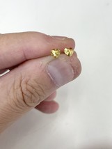 Tiny 18k Solid Yellow Gold Cute Diamond Cut stud Heart Earring - £55.68 GBP