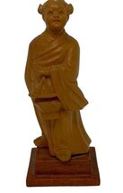 Miniature Hand Carved Wooden Japanese Girl Holding Basket 4.75&quot; - $26.47 CAD
