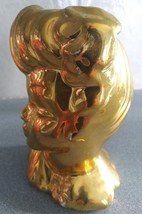 Ceramic Vintage Retro Gold Glamour Girl&quot;  Head Vase 1950&#39;s Unique - $19.99