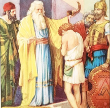 1922 Samuel Anoints David As King Color Plate Art Print Bible Story Vtg ... - £23.18 GBP