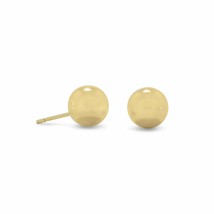 14K Yellow Gold Finish 8mm Ball Stud Fine Metallic Earrings Women&#39;s Jewelry - £70.70 GBP