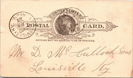 1889 US Postal Card J Buchart to D McCulloch Sons Sent Received Marked Postcard - £7.95 GBP