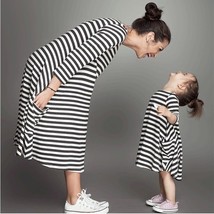 Family Clothing Matching Mother And Daughter Clothes Striped Dresses - £23.39 GBP