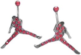 MICHAEL JORDAN SILVER - PLATED PAIR STUD EARRINGS SILVER RED JUMPMAN JUM... - $14.80