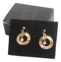 Vintage Avon Pierced Earrings Dingle Dangle Gold April Birthstone 1990s Jewelry - £8.73 GBP