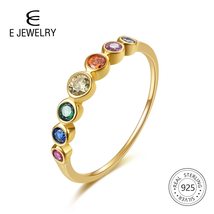 E HOT SALE Authentic 925 Sterling Silver Rainbow Finger Ring for Women Color CZ  - $23.24