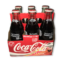 6 Pack Coca Cola Bottles 1994 World Cup US Cities- Washington DC &amp; San F... - $33.36