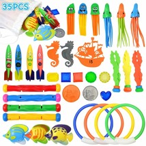 Pool Toys for Kids Ages 8-12, 35 Pcs Diving Pool Toys Set w Storage Bag Included - £23.54 GBP