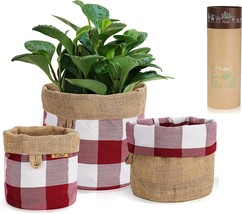 Woven Plant Basket Indoor Garden – 5 6 8 Inch Planter Red Reversible - Set Of 3 - £32.23 GBP
