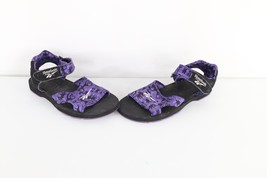 Vintage 90s Reebok Mens 10 Distressed Spell Out Strap Sandals Geometric Purple - $49.45