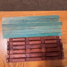 Lot Wood Lincoln 12 pc Logs 4 Notch 10 1/2&quot; Round Green Roof Replace Bui... - $41.09