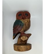 Vintage Wood Hand Carved Owl 9.25 x 4.75 inches Home Decor NB2 - €20,63 EUR