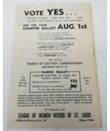 St. Louis City 1950 Charter Voting Guide Home Rule League of Women Voter... - £18.87 GBP