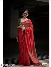 Beautiful Indian Women Sari Khadi Cotton Plain Saree With Unstitches Blouse Gif - £38.37 GBP