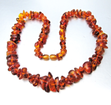 Genuine Baltic Honey Amber Vtg Chunky Graduated Nugget Bead 21" Long Nec... - $79.15