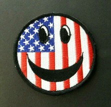 USA FLAG SMILEY FACE EMOJI EMBROIDERED PATCH 3.1 INCHES - $5.64