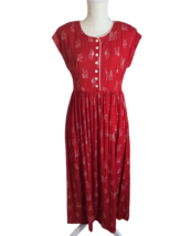 VTG Melissa Collection Womens Red People Printed Maxi/Modest A-Line Dres... - $19.79