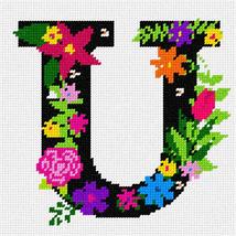 Pepita Needlepoint kit: Letter U Primary Floral, 7&quot; x 7&quot; - $50.00+