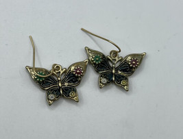 Fashion Butterfly Earrings Women Enamel &amp; Filigree Gold Color Dangle Jew... - $17.33