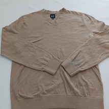 Gap V-Neck Men's Tan/Beige Cotton Pullover Shirt Long Sleeve Size Medium image 9