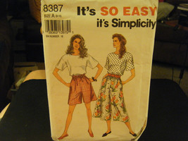 Simplicity 8387 Misses Split Skirt 2 Lengths & Top Pattern - Size 8 & 10 - $7.14