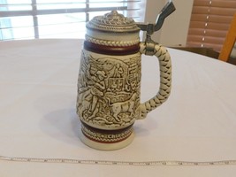 Stage Coach Roping Chuck Wagon Stein Avon Products 1980 Beer Stein hinged lid - £16.19 GBP