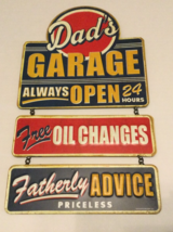 Dad&#39;s Garage Always Open Oil Changes Fatherly Advice Linked Embossed Met... - $19.79