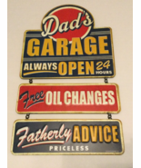 Dad&#39;s Garage Always Open Oil Changes Fatherly Advice Linked Embossed Met... - $19.79
