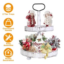 12.7&quot; 2 Tier Serving Tray Stand Round Farmhouse Food Coffee Countertop D... - £41.66 GBP