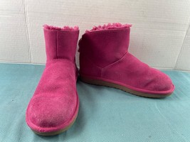 Koolaburra By Ugg Boot Girls 5M Star Mini Shoes Pink Suede Leather Glitt... - $27.54