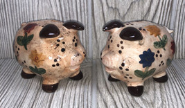 Country Flowers Design Pigs Salt &amp; Pepper Shakers - £7.91 GBP
