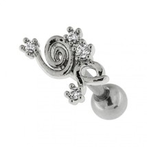 Spiral Floral Micro CZ Surgical Steel Cartilage Helix Tragus Piercing Ear Stud - £29.86 GBP