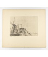 &quot;The Windmill&quot; By Rembrandt Restrike Etching Signed in Plate 6&quot;x8&quot; - $996.48