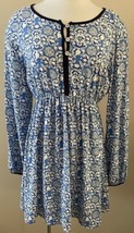 Cabana Life Blue Print Elastic Waist Buttons Cover Up Dress Size Medium - $31.45