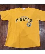 Pittsburgh Pirates Lee Sport Mens T-Shirt Yellow Black Crew Neck Tee L - $363.02 MXN