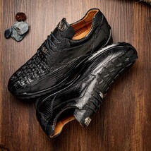 Genuine caiman hornback and original lizard skin Sneaker Shoes Crater Black image 9