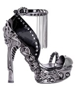 Hades EROS Black Studs Chains 6&quot; High Ornate Chrome Heels Platform Ankle... - £132.76 GBP